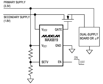 《圖六　採用MAX6819的電源順序控制》