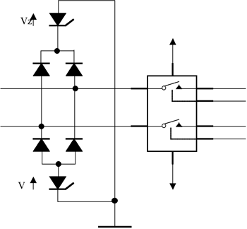 《圖三　採用外部二極體的過電壓保護。》