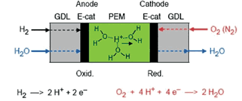 《圖五　膜極組之構造及相關電化學反應》