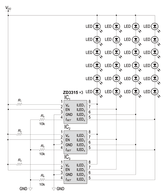 《圖二十七　以大電流驅動複數LED的電路範例》