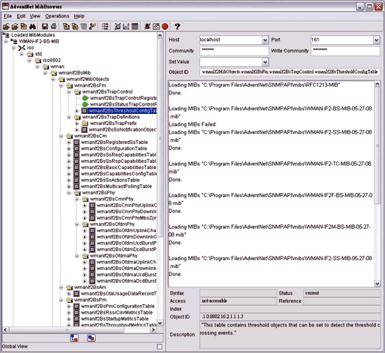 《圖三　使用MIB瀏覽器載入WMAN-IF2-BS-MIB的展開圖 》