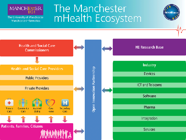 圖二 : 不論是健康照護或是醫療領域，找出自已的核心競爭力與其他業者合作，才是勝出的關鍵。（Source:www.informatics.manchester.ac.uk）