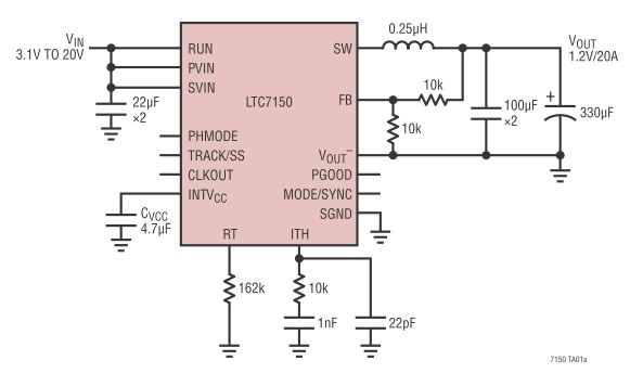 圖1 : LTC7150S 的典型應用原理圖