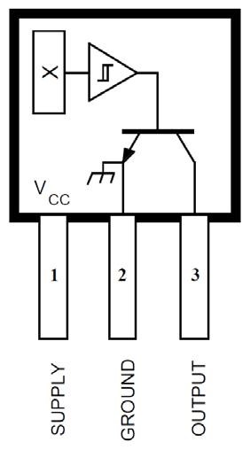 圖7 : A3144E 霍爾感測器腳位圖