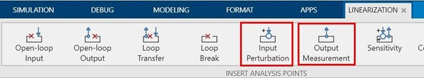 圖2 : Simulink的Linearization Manager工具頁籤之線性化分析點功能鍵