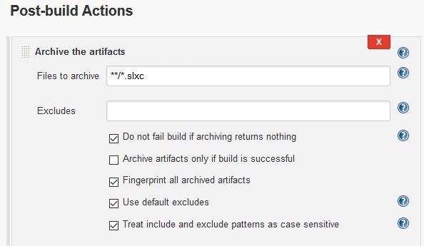 圖6 : 配置Jenkins建置後動作（post-build actions），在建置完成之後，將所有Simulink快取檔從Jenkins工作區域歸檔到建置歸檔區域。