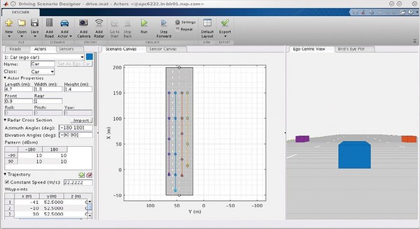 圖4 : 自動駕駛工具箱的Driving Scenario Designer app。