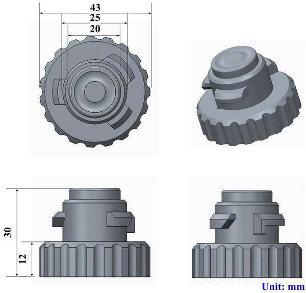 圖4 : 卡榫的3D CAD模型與幾何尺寸[5]