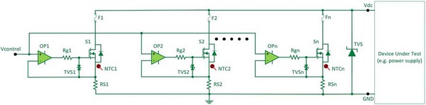 圖五 : 基於線性MOSFET的電子負載的簡化原理圖