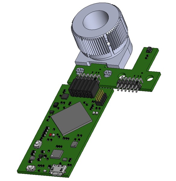 圖7 : 安裝在 EVM 頂部的 3D 列印旋轉和推動模組示意圖。（source：Texas Instruments）