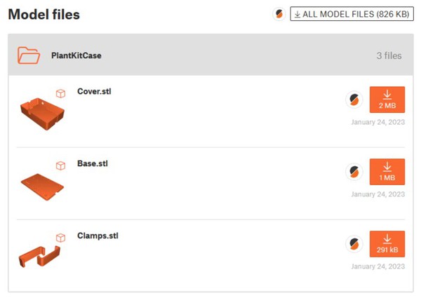 圖三 : 下載與列印三個3D列印設計檔就能實現套件的外殼（圖片來源：Printables官網）