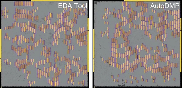 圖五 : 透過AutoDMP所得到的佈局計劃，與資深工程師所設計的佈局非常相似。更可證明人工智慧將提供節省大幅時間的革命性。（source：Nvidia）