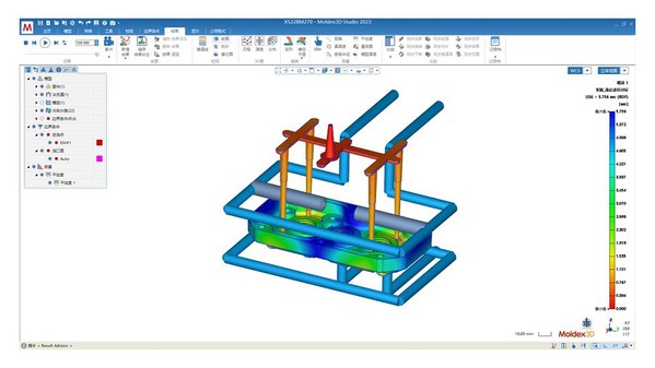 圖三 : 透過Moldex3D優化澆口位置、冷卻水路等設計