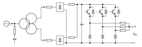 圖五 : 後置整流截波器可減少電流失真並提高PF（source：Infineon Technologies）