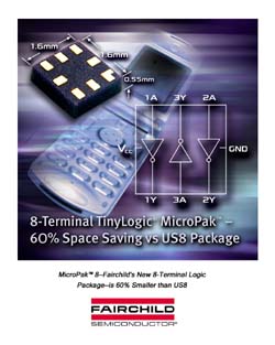 Fairchild新型8端子晶片级无引脚封装
