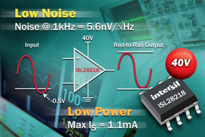 Intersil推出低雜訊40V雙運算放大器