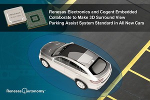 新解决方案结合客制化的3D环景软体及R-Car V3M SoC无需使用GPU即可实现停车辅助系统。