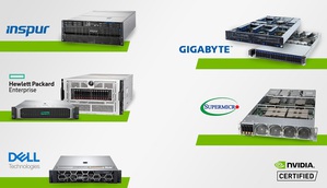 Dell Technologies、技嘉(GIGABYTE)、慧与科技(HPE)、Inspur及美超微(Supermicro)等加速伺服器制造商，现已将NVIDIA认证系统准备就绪。