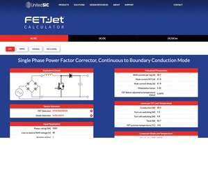 碳化矽（SiC）功率電晶體製造商UnitedSiC推出免費註冊線上工具FET-Jet Calculator，方便設計人員為不同功率應用和拓撲結構選擇器件和比較器件在其中的效能。