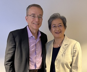 英特尔执行长Pat Gelsinger(左)、AMD董事长暨执行长Lisa Su(右)